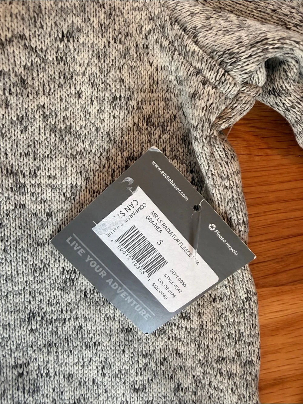 NWT Eddie Bauer Men's Radiator Fleece Snap-Front Sweater Pullover Gray Heather S